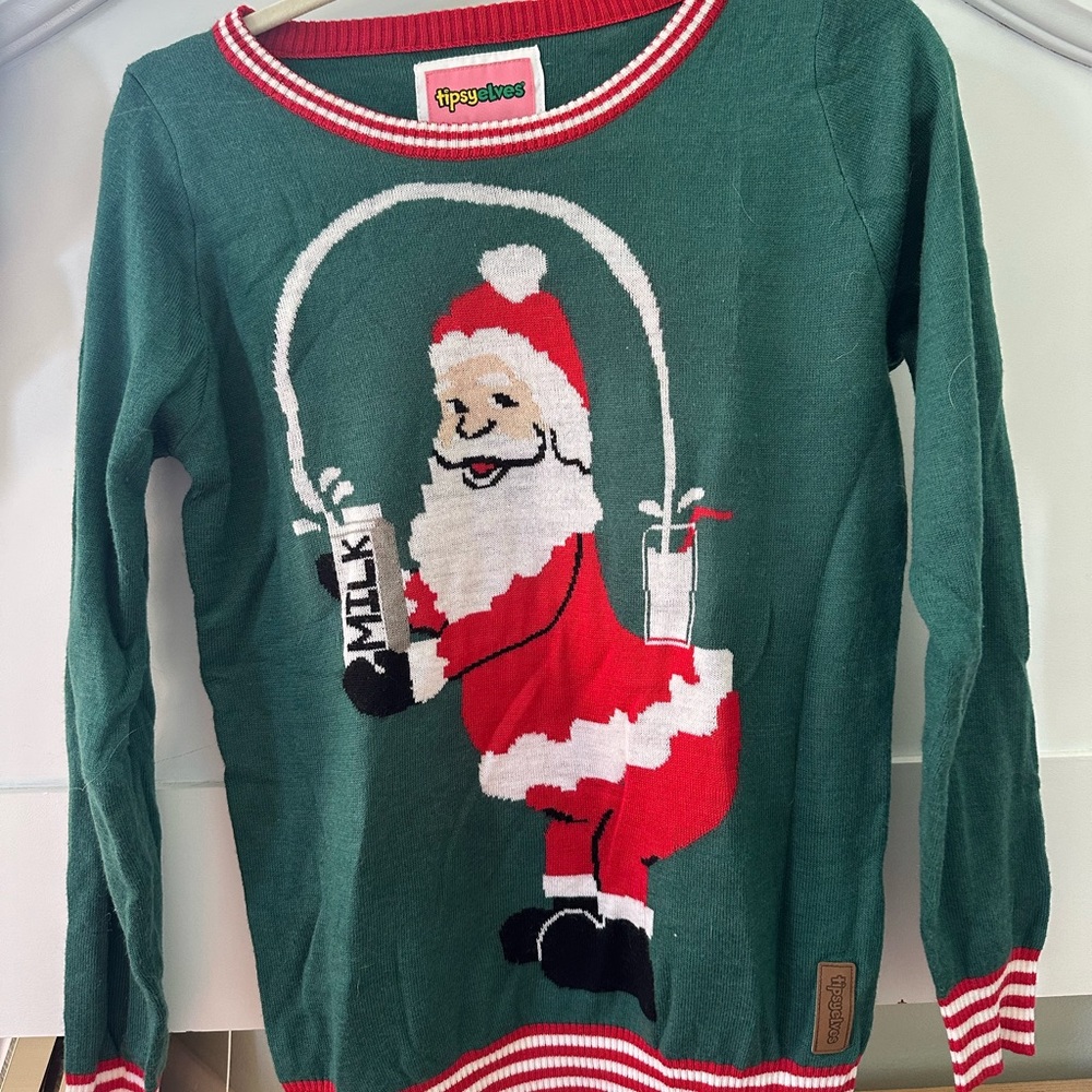 Tipsy Elves Green Santa Crewneck Sweater